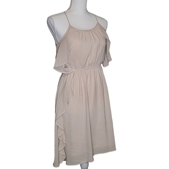 Beautiful Flirty Beige Summer Dress Women's Knee Length Fun - Picture 10 of 10